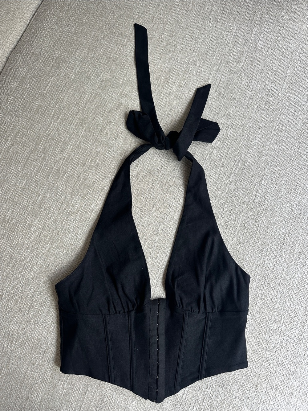 Princess Polly Black Halter Corset Crop Top - Picture 1 of 1